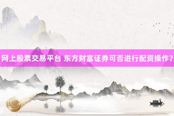 网上股票交易平台 东方财富证券可否进行配资操作？