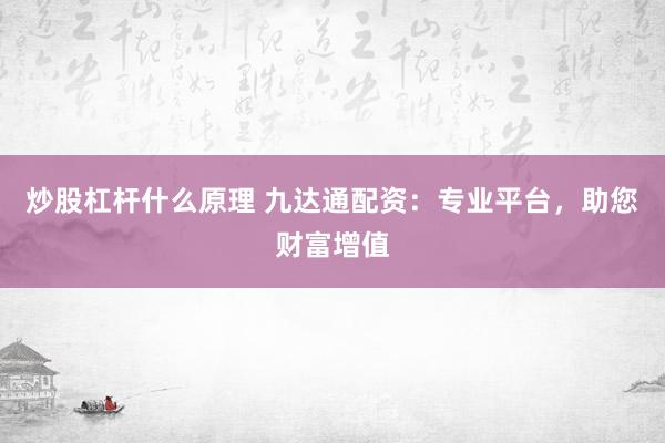 炒股杠杆什么原理 九达通配资：专业平台，助您财富增值